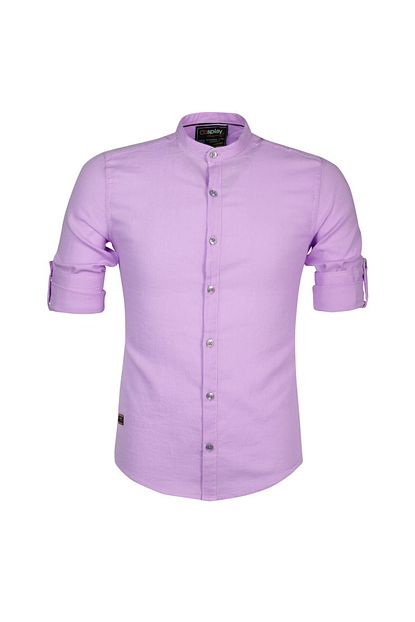 Cosplay Erkek Fusya Pamuk Yikamali Hakim Yaka Apoletli Slim Fit Gomlek Trendyol