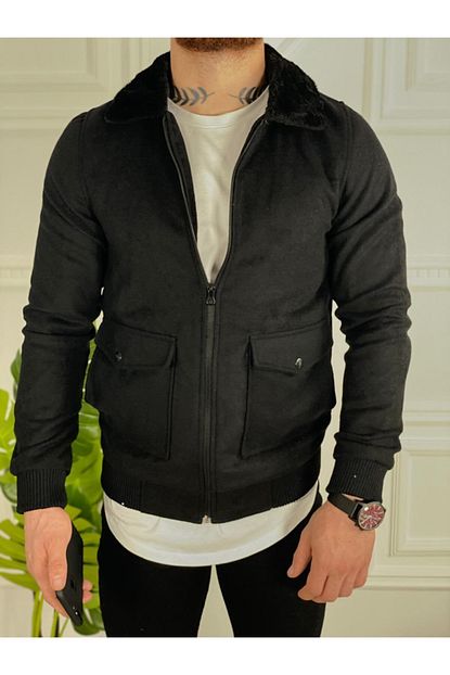 Ukdwear Erkek Siyah Slim Fit Kurklu Bomber Ceket Trendyol
