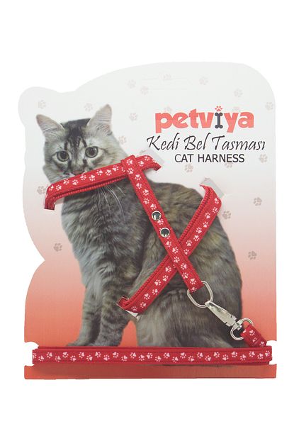 Petviya Kirmizi Pati Desenli Ayarlanabilir Kedi Gogus Tasmasi Trendyol
