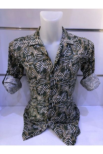 Polo Garage Erkek Yesil Cicek Desenli Gomlek Trendyol