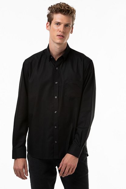 Lacoste Erkek Regular Fit Siyah Gomlek Ch9623 Trendyol