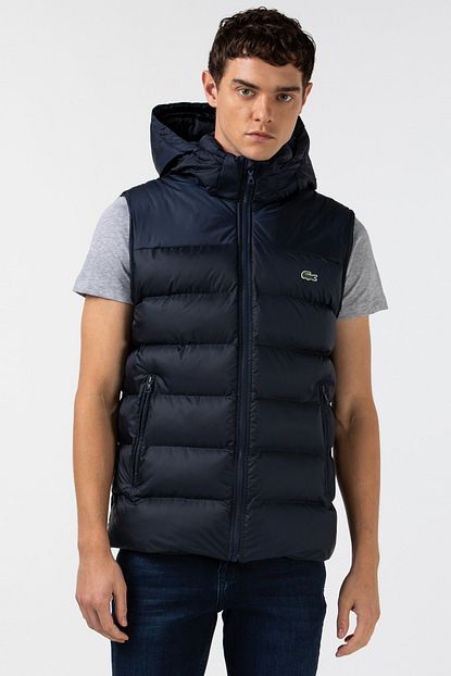 Lacoste Erkek Kapitone Kapusonlu Kolsuz Lacivert Yelek Mont Bh2178 Trendyol