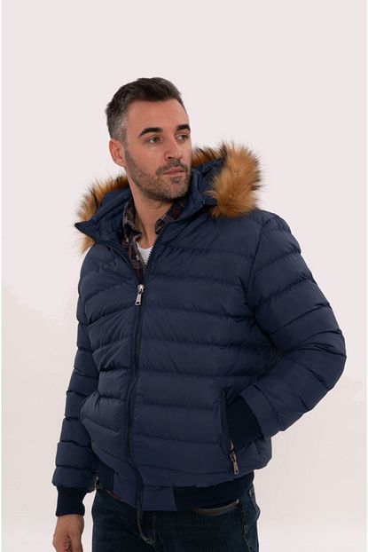 Wessi Erkek Mavi Kurklu Slim Fit Sisme Kaban Trendyol