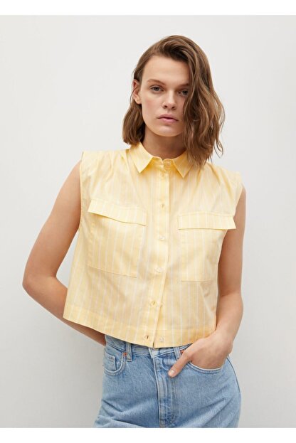 Mango Woman Kadin Sari Kisa Koton Gomlek Fiyati Yorumlari Trendyol