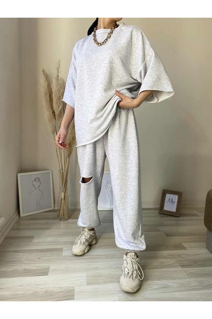 Mai Collection Kadin Gri Oversize Esofman Takim Fiyati Yorumlari Trendyol