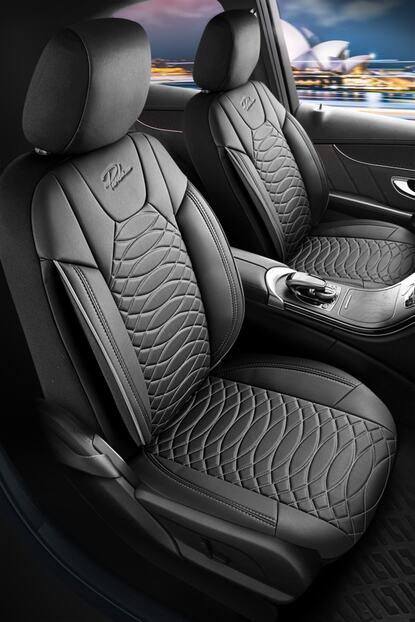 panda kilif panda sydney serisi yuksek kalite ortopedik deri oto koltuk kilifi gri nakisli siyah fiyati yorumlari trendyol