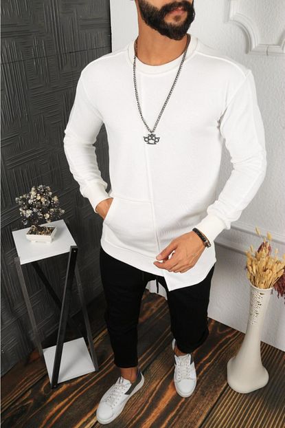 Gang Erkek Beyaz Asimetrik Kesim Sweatshirt Trendyol