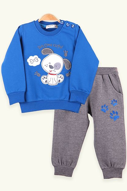Breeze Erkek Bebek Esofman Takimi Kopekli Mavi Gri 6 24 Ay Trendyol