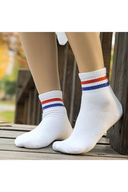 P1 Medikal Kadin Renkli Cizgili Pamuklu Yarim Konc Corap 6 Li Paket Trendyol