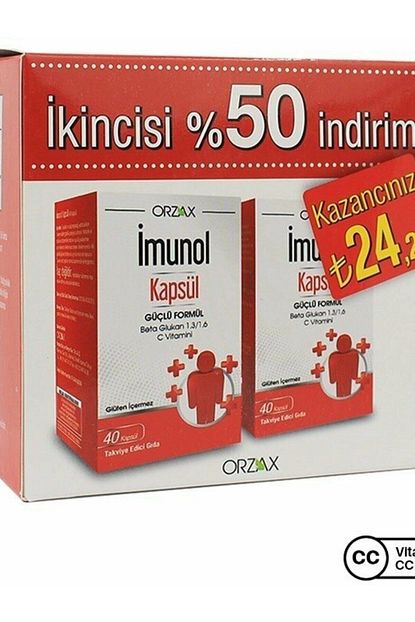 Orzax Imunol Beta Glukan 40 Kapsul 2 Li Paket Trendyol