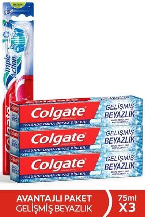 Colgate Gelismis Beyazlik Beyazlatici Dis Macunu 3 X 75 Ml Uclu Etki Dis Fircasi Trendyol