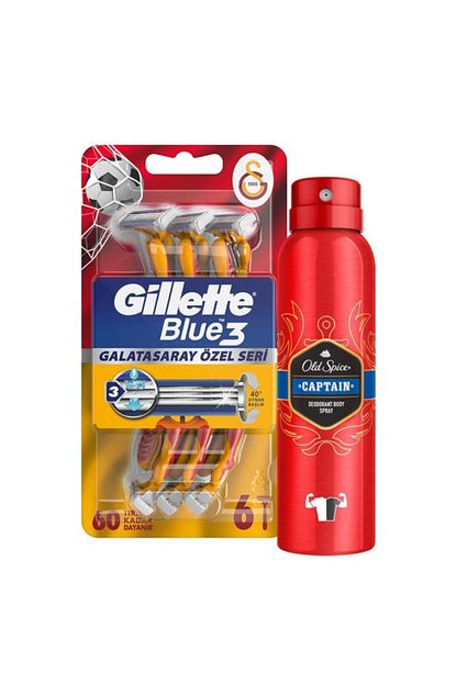 Gillette Blue3 6li Galatasaray Taraftar Paketi Ve Old Spice Sprey Deodorant 150 Ml Captain Trendyol