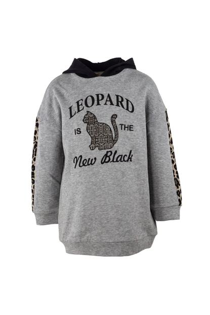 Silversun Gri Renkli Baskili Kapsonlu Uzun Kol Kiz Genc Kapsonlu Sweatshirt Js 315200 Trendyol