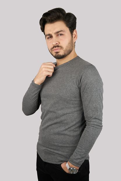 Razza Erkek Gri Slim Fit Uzun Kollu Ince Triko Kazak 20154 Trendyol
