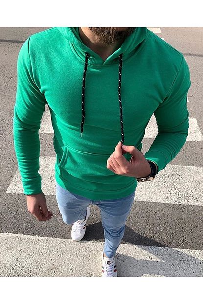 Trendlike Erkek Yesil Kapsonlu Sweatshirt Trendyol