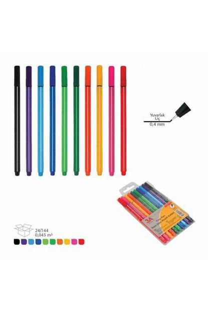 Ark Fine Pen Renkli Keceli Kalem 10 Lu Ince Uclu 0 4mm Trendyol