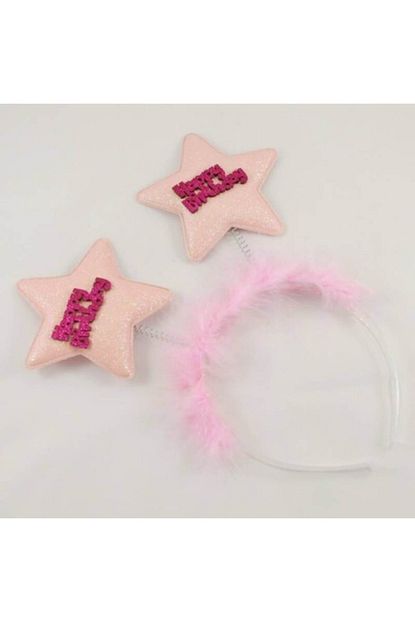 Cakes Party Acik Pembe Fusya Happy Birthday Yazili Beyaz Tuylu Kulakli Tac Trendyol