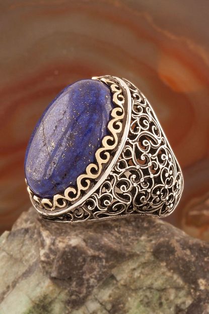 Takidepo Buyuk Boy Sarmasik Model Lapis Lazuli Tasli Gumus Yuzuk Trendyol