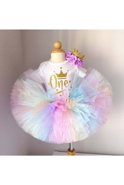 Bba New Trend Kiz Cocuk Yesil 1 Yas Baskili Tutu Dogum Gunu Kostum Seti 1 Yas Badi Set Ve Taci Trendyol