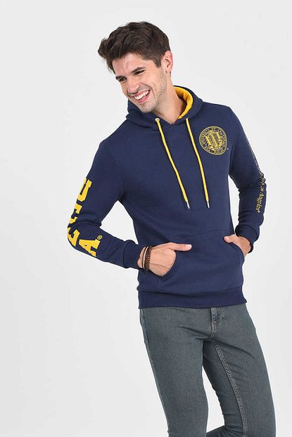 Ucla Obispo Lacivert Kapusonlu Baskili Erkek Sweatshirt Trendyol