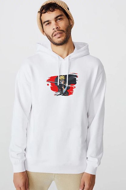 Collage Best Anime Aesthetic Baskili Beyaz Erkek Orme Kapsonlu Sweatshirt Uzun Kol Trendyol
