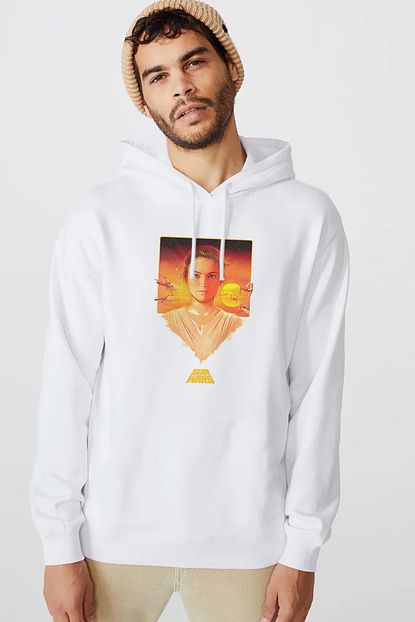 Collage Star Wars Baskili Beyaz Erkek Orme Kapsonlu Sweatshirt Uzun Kol Trendyol