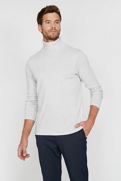 Koton Erkek Gri Bogazli T Shirt 0kam12229lk Trendyol