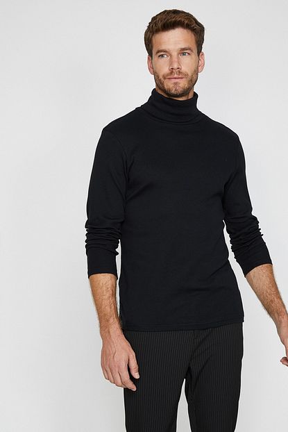 Koton Erkek Siyah Bogazli T Shirt 0kam12229lk Trendyol