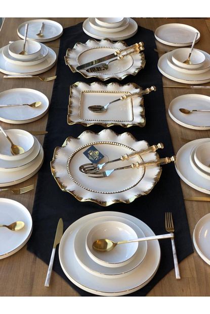 Mikasa Moor Unisex Beyaz Gold Modern 6 Kisilik Yemek Takimi 56 Parca Trendyol