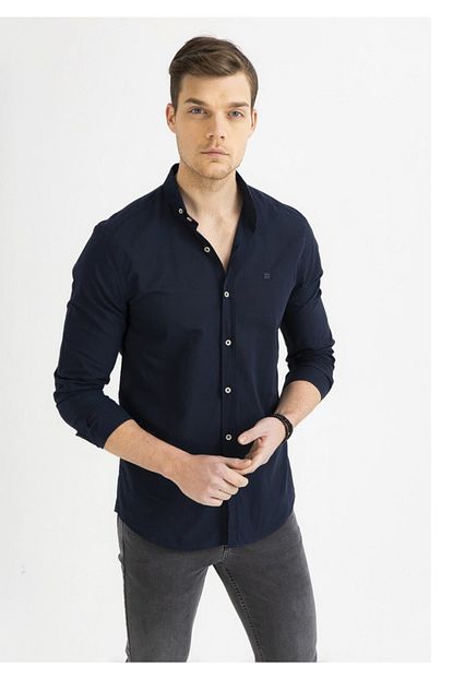 Avva Erkek Lacivert Slim Fit Gomlek Trendyol