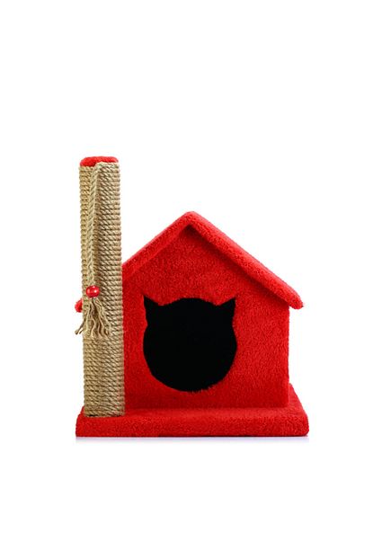 kedi evi ve tirmalama kirmizi