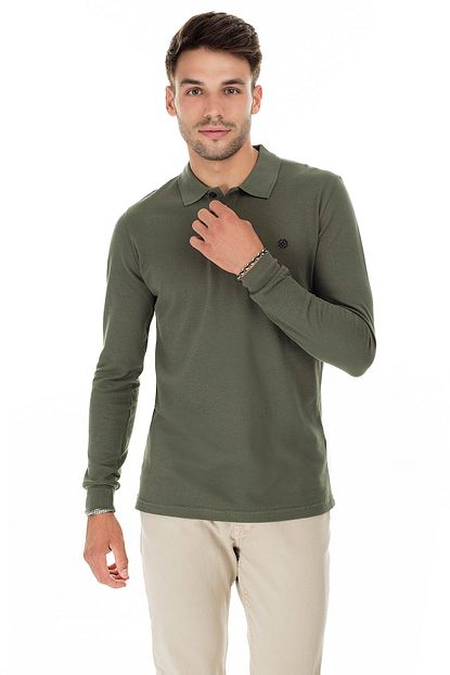 Buratti Sport Buratti Erkek Haki Dugmeli Polo Yaka Uzun Kollu Pamuklu Sweatshirt 4369065 Trendyol