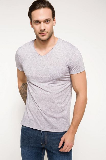 Defacto Erkek Slim Fit V Yaka T Shirt I3328az 18sm Pr232 Trendyol