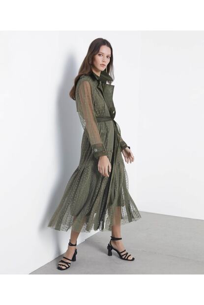 Ipekyol Kadin Haki Kumas Mixli Trenckot Fiyati Yorumlari Trendyol