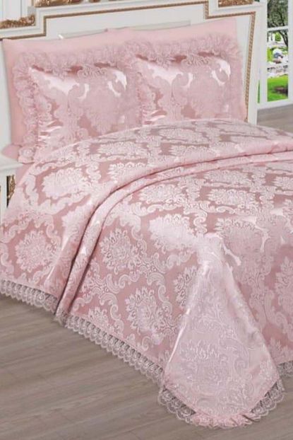 Bonny Home Pelin Pudra Fransiz Dantelli Cift Kisilik Sonil Pike Takimi Ceyizlik Yatak Ortusu Seti Trendyol