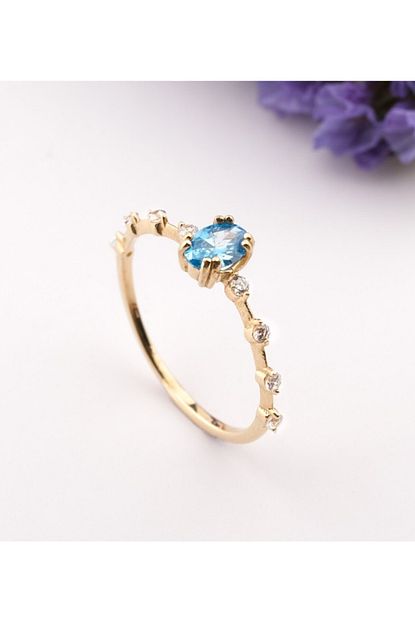 Jewelina Mavi Tasli Altin Yuzuk Trendyol