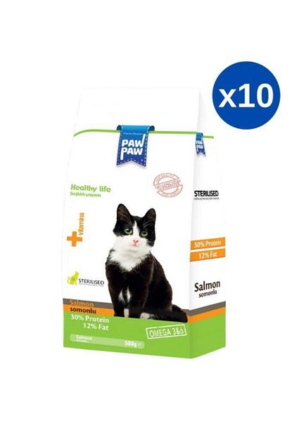 Paw Paw Steril Somonlu Kisirlastirilmis Kedi Mamasi 500 Gr X10 5 Kg Trendyol
