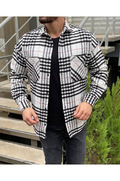 Metson Erkek Beyaz Oversize Oduncu Gomlek Trendyol
