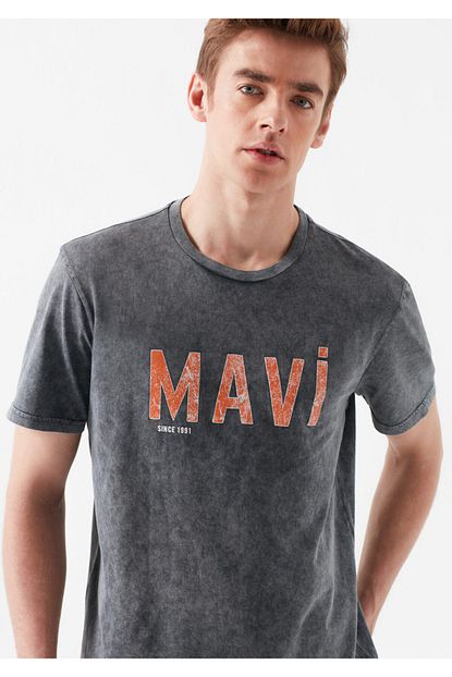 Mavi Erkek Gri Logo Baskili T Shirt Trendyol