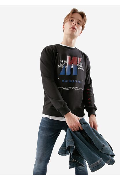 Mavi Erkek Siyah Logo Baskili Sweatshirt 066257 900 Trendyol