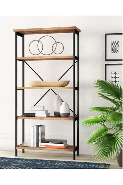 Worldwooden Ahsap Dekoratif Tasarim Metal Iskelet 5 Katli Kitaplik Raf Dosya Rafi Fiyati Yorumlari Trendyol
