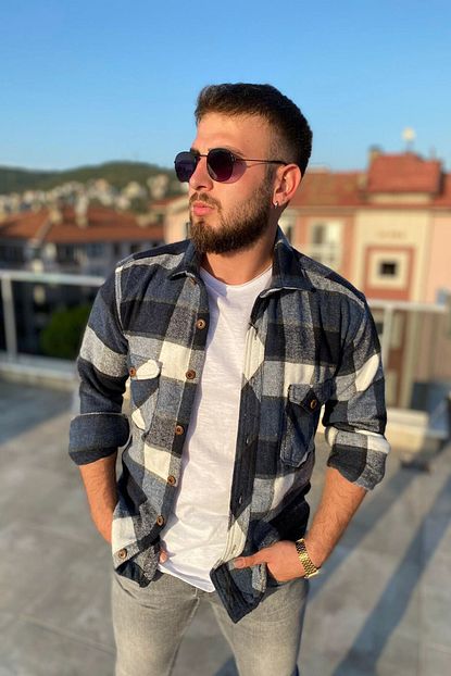 Trendlike Erkek Mavi Kareli Oduncu Gomlegi Trendyol