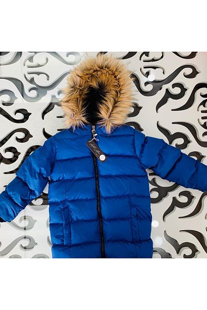 Hilal Akinci Kids Unisex Mavi Kurklu Renkli Sisme Mont Trendyol