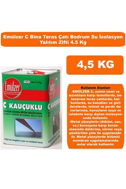 emulzer c kaucuklu bina teras cati bodrum su yalitim zifti 4 5 kg fiyati yorumlari trendyol