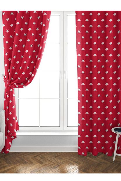 Lovessa Home Stars Kirmizi Dijital Baski Fon Perde Trendyol