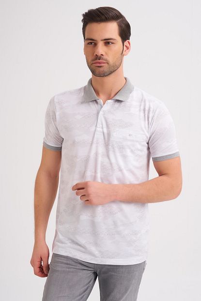 Cizgi Triko Erkek Beyaz Polo Yaka T Shirt Trendyol