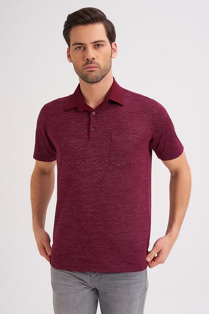 Cizgi Triko Erkek Bordo Gomlek Yaka Desenli Cepli Kolu Lastikli T Shirt Trendyol