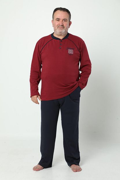 Akasya Erkek Battal Beden Uzun Kollu Ve Cepli Kislik Interlok Pijama Takimi 1641 Trendyol