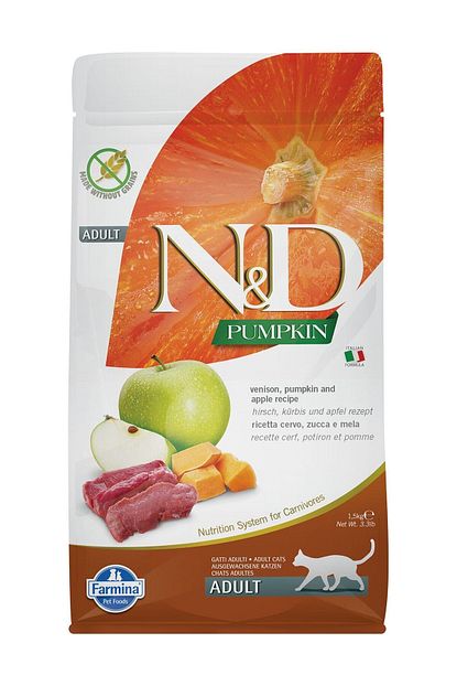 N D Pumpkin Tahilsiz Geyik Etli Balkabakli Ve Elmali Yetiskin Kedi Mamasi 1 5 Kg Trendyol