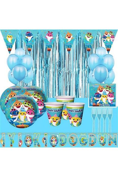 Baby Shark Erkek Dogum Gunu Parti Seti 16 Kisilik Trendyol